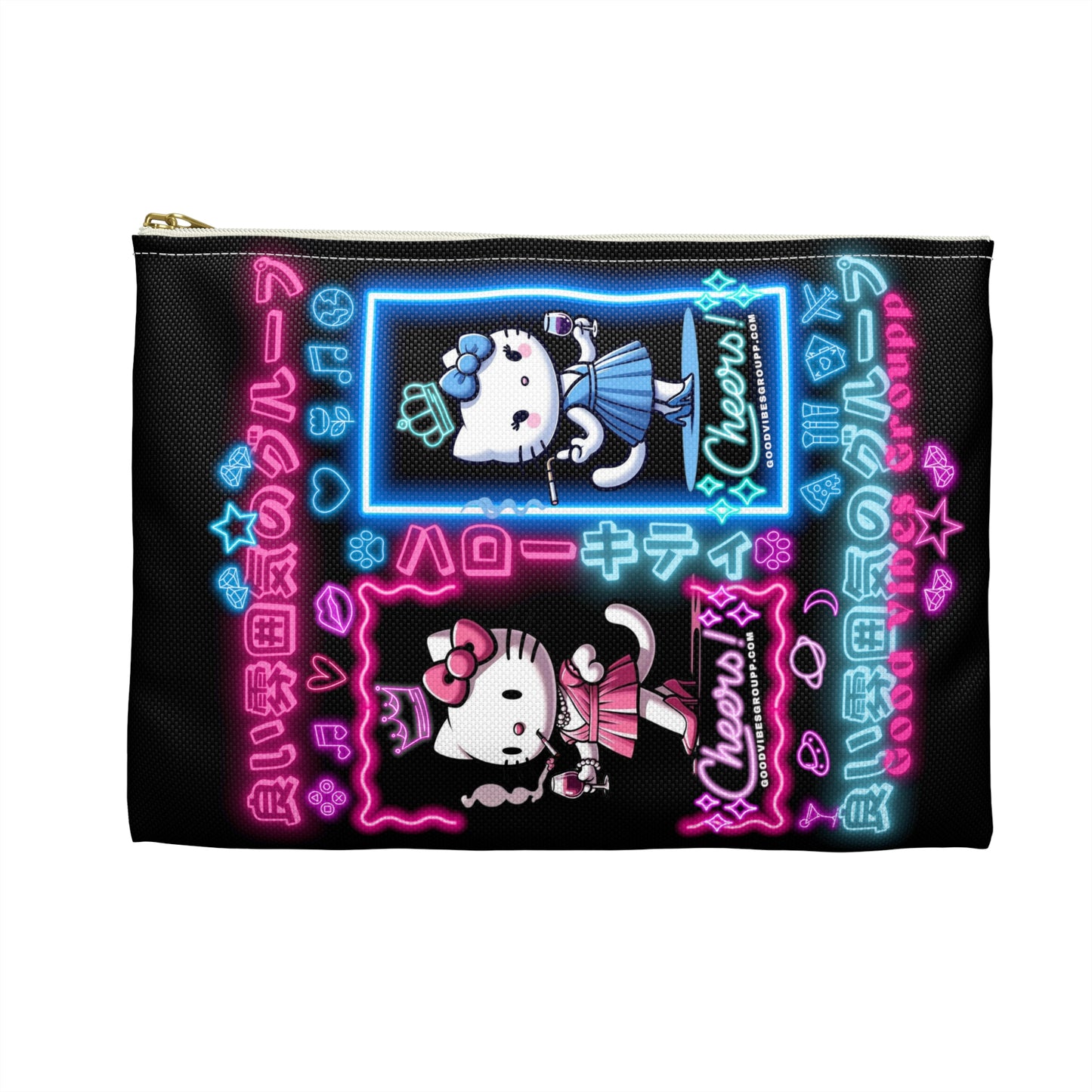 Neon Kitty Zip Bag