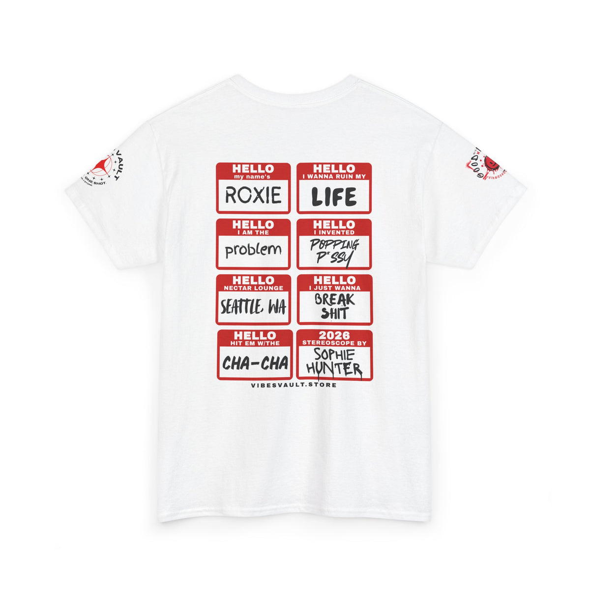 Sophie Hunter Graphic Tee — "Hello Problem" Personalized Back-Print T-Shirt
