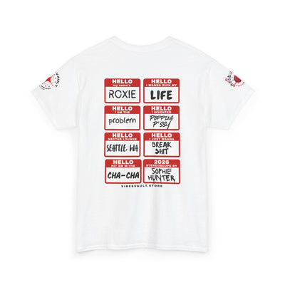 Sophie Hunter Graphic Tee — "Hello Problem" Personalized Back-Print T-Shirt