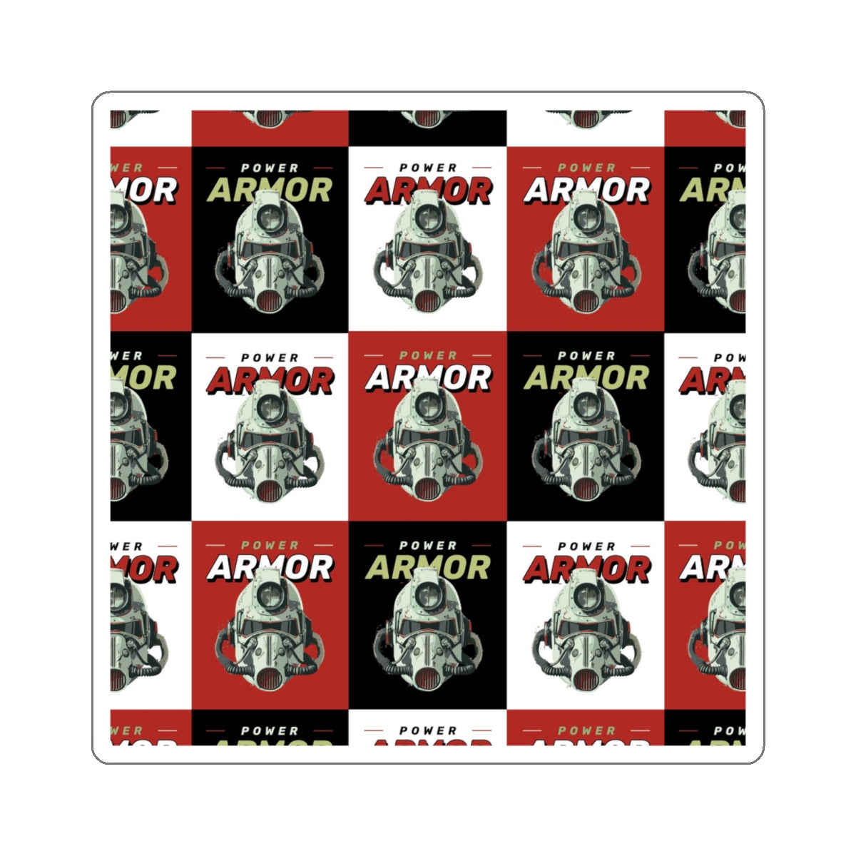 Power Armor Fallout Retro Robot Die-Cut Stickers — Vintage Sci‑Fi Helmet Pattern