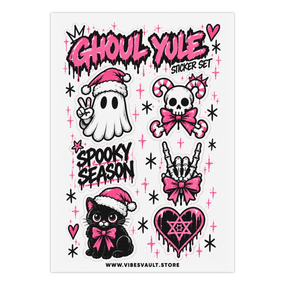 Ghoul Yule Sticker Sheet — Spooky Christmas Goth Kiss-Cut Stickers
