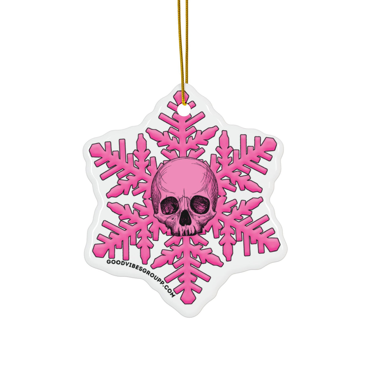 Pink Skull Snowflake Christmas Ornament 1pc, 3pcs, 5pcs, or 10pcs