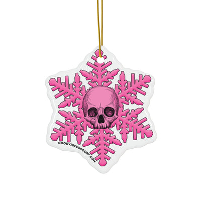Pink Skull Snowflake Christmas Ornament 1pc, 3pcs, 5pcs, or 10pcs
