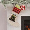 Retro Speaker Christmas Stocking – "Wonderful Time of the Year" Holiday Stocking with Buffalo Plaid Cuff