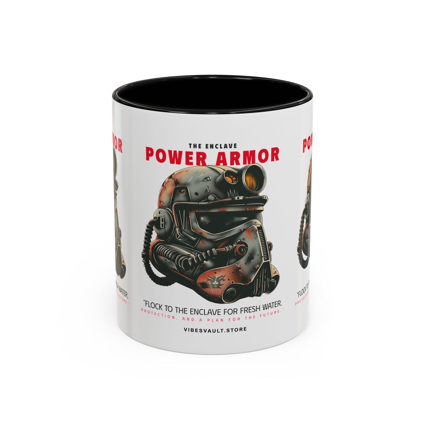 Power Armor Accent Coffee Mug — Fallout Enclave Helmet Design (11/15oz)