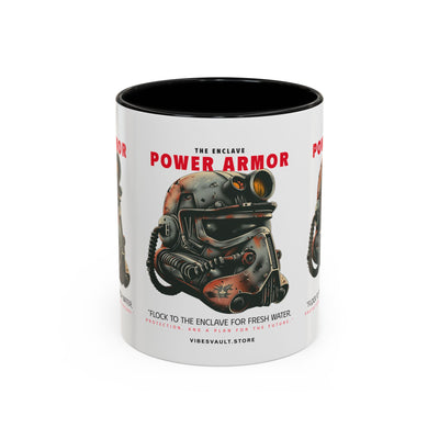 Power Armor Accent Coffee Mug — Fallout Enclave Helmet Design (11/15oz)