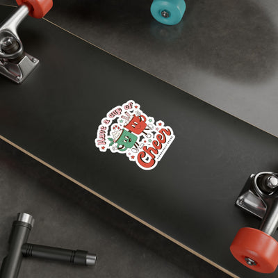 Holiday Hot Cocoa Sticker — "Have a Cup of Cheer" Kiss-Cut Vinyl Decal