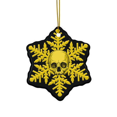 Black Yellow Skull Snowflake Christmas Ornament 1pc, 3pcs, 5pcs, or 10pcs