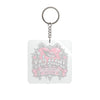 Pink Heart Chrome Eye Square Keychain