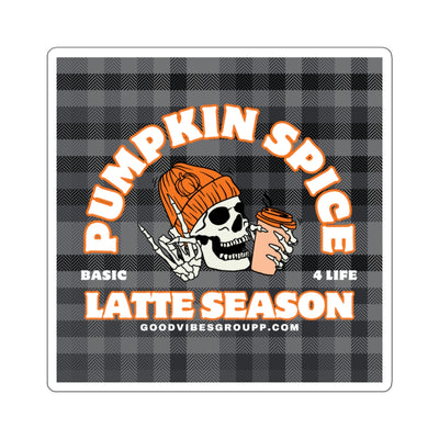 Skeleton Pumpkin Spice Latte Stickers Black