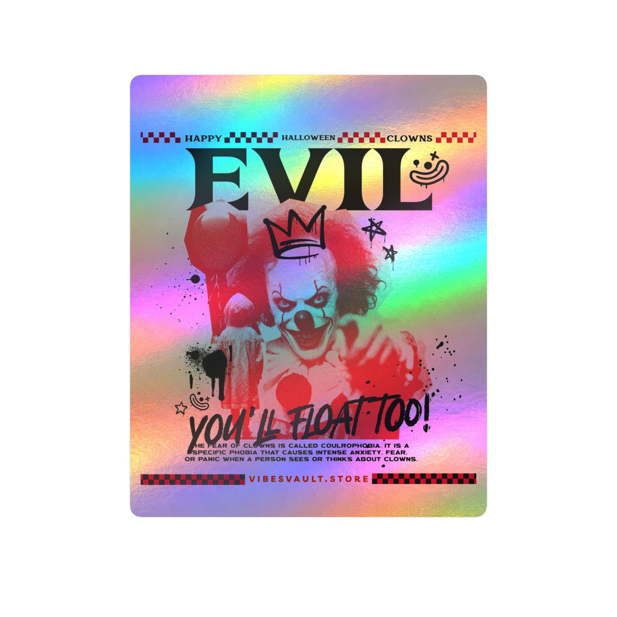 Evil Clown Kiss-Cut Vinyl Decal — Horror Halloween Sticker— Halloween 2026