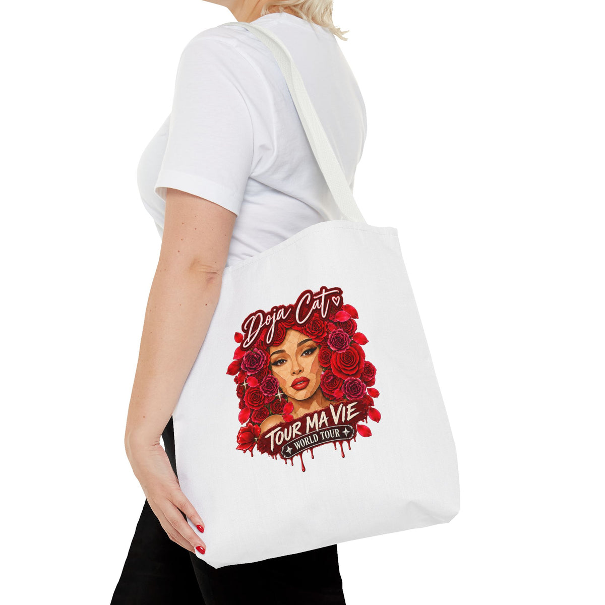 Rose Mosaic Portrait All-Over Print Tote Bag