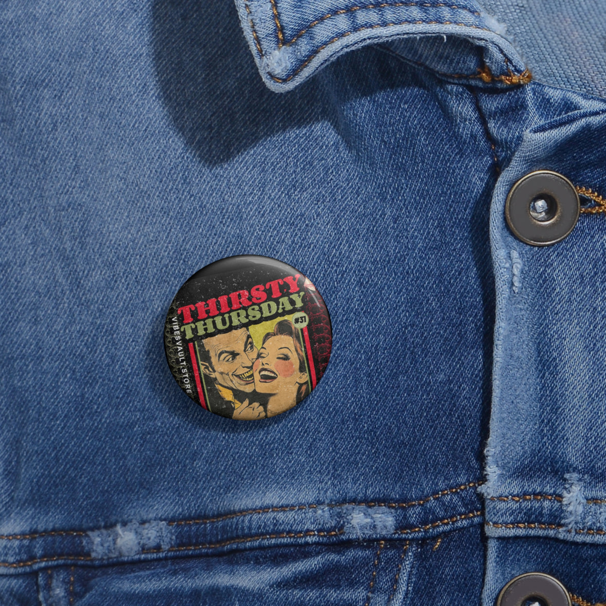 Thirsty Thursday Date Night with a Vampire Heart Badge- Dracula Pin Badge - Fall Halloween 2026