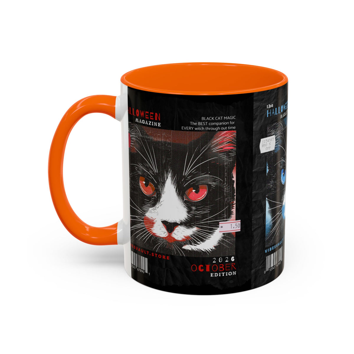 Halloween Cat Coffee Mug — Two-Tone Accent 11/15oz - Fall Halloween 2026
