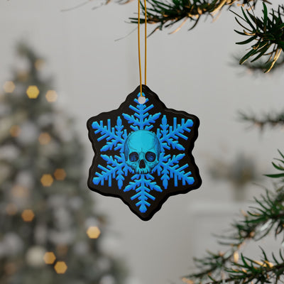 Blue Black Skull Snowflake Christmas Ornament 1pc, 3pcs, 5pcs, or 10pcs