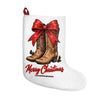 Christmas Stocking — Cowboy Boots with Red Bow "Merry Christmas"