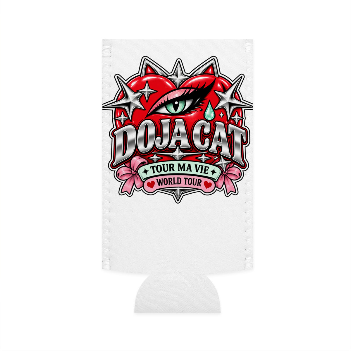 Red Heart Chrome Eye Slim Can Cooler