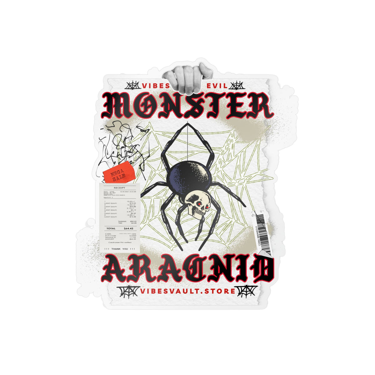 Monster Arachnid Kiss-Cut Vinyl Sticker — Gothic Spider Decal — Halloween 2026