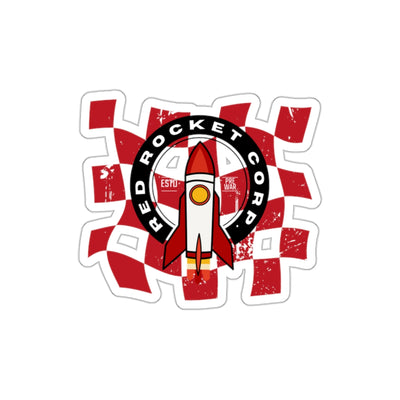 Red Rocket Corp. Fallout Die-Cut Sticker — Retro Rocket Logo Sticker for Laptops, Water Bottles & Gear