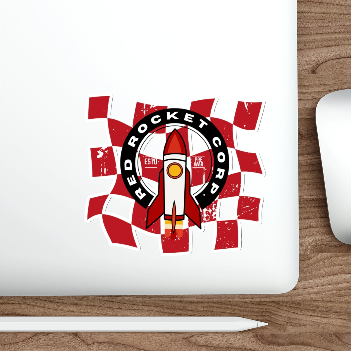 Red Rocket Corp. Fallout Die-Cut Sticker — Retro Rocket Logo Sticker for Laptops, Water Bottles & Gear