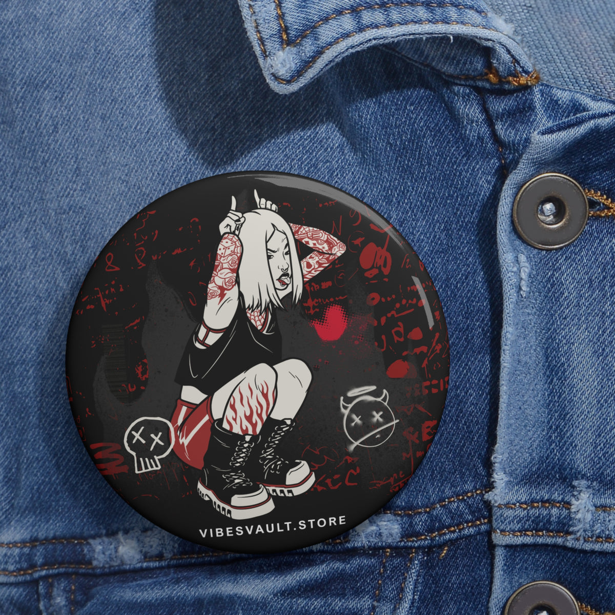 Demon Queen Pin - Street Spray Paint Button Badge - Fall Halloween 2026