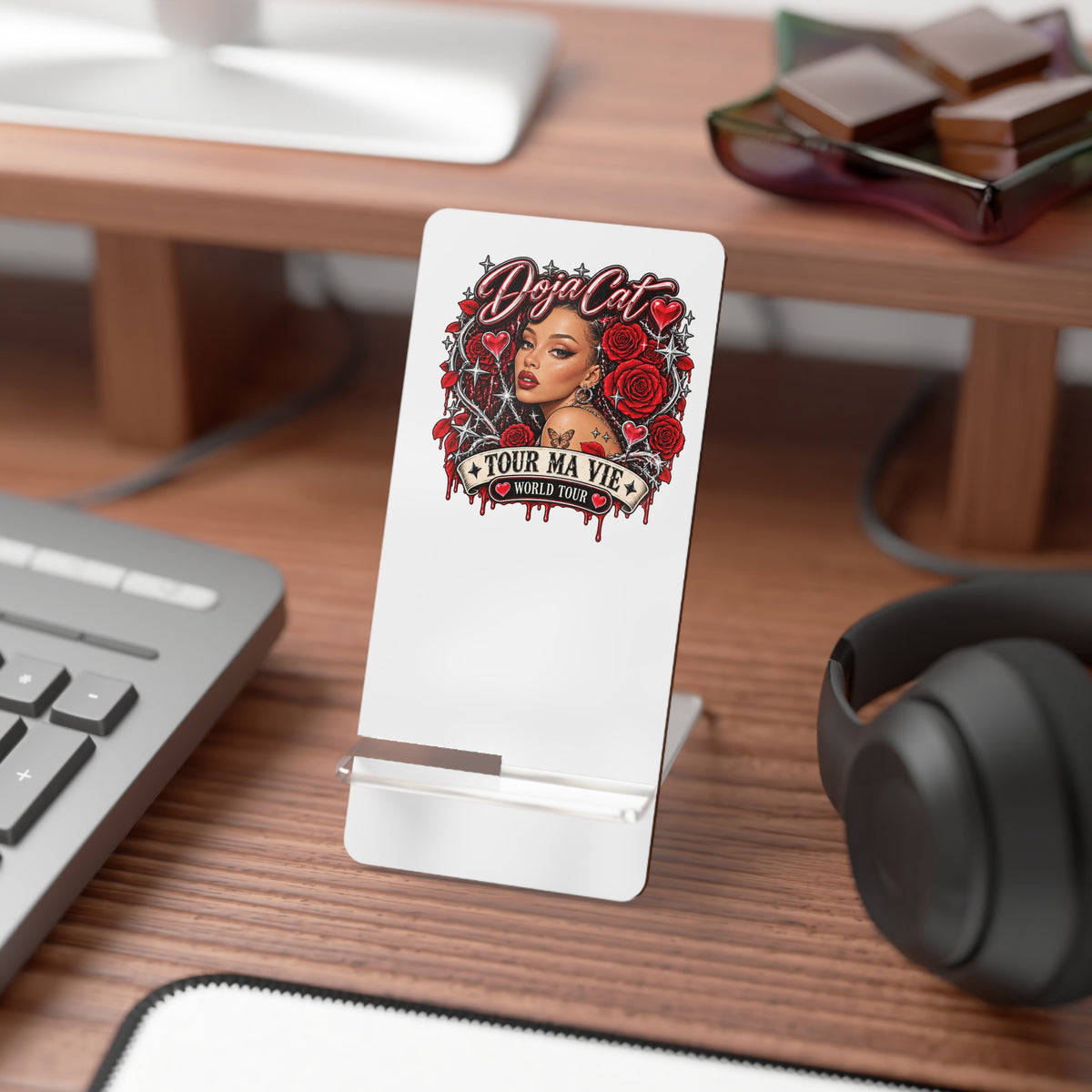 Red Roses Chrome Portrait Smartphone Display Stand