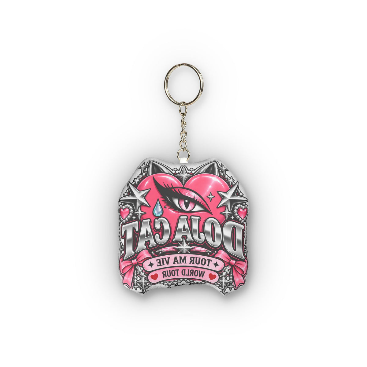 Pink Heart Chrome Eye Custom Shape Mini Plush Keychain