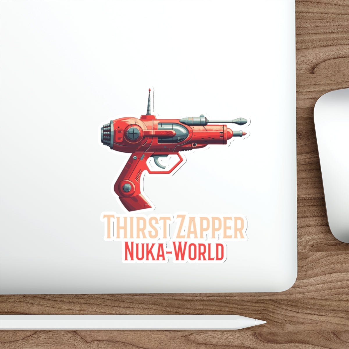 Thirst Zapper Fallout Nuka-World Die-Cut Sticker — Retro Raygun Vinyl Sticker for Laptops & Gaming Gear