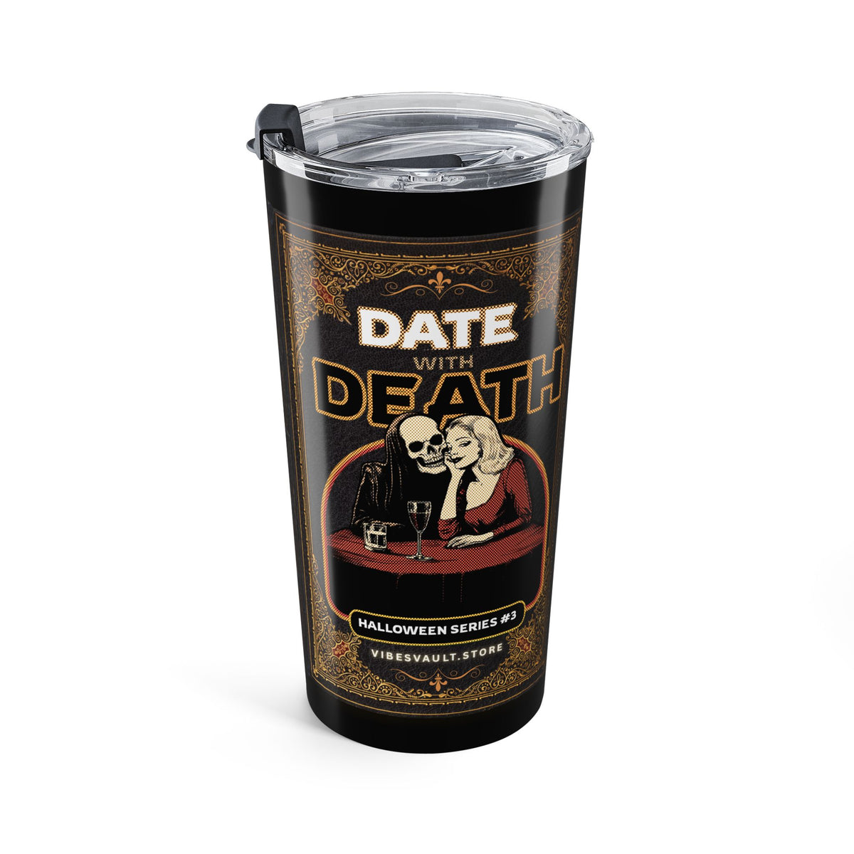 20oz Stainless Tumbler – Retro 'Don't Death' Vintage Skull Design— Halloween 2026