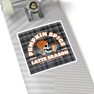 Skeleton Pumpkin Spice Latte Stickers Black