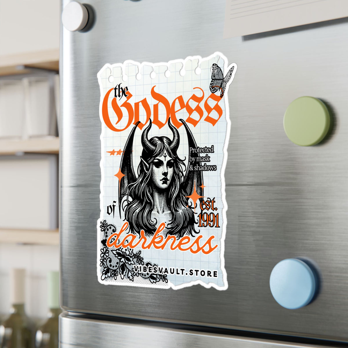 Goddess of Darkness Vinyl Sticker — Gothic Kiss-Cut Decal— Halloween 2026