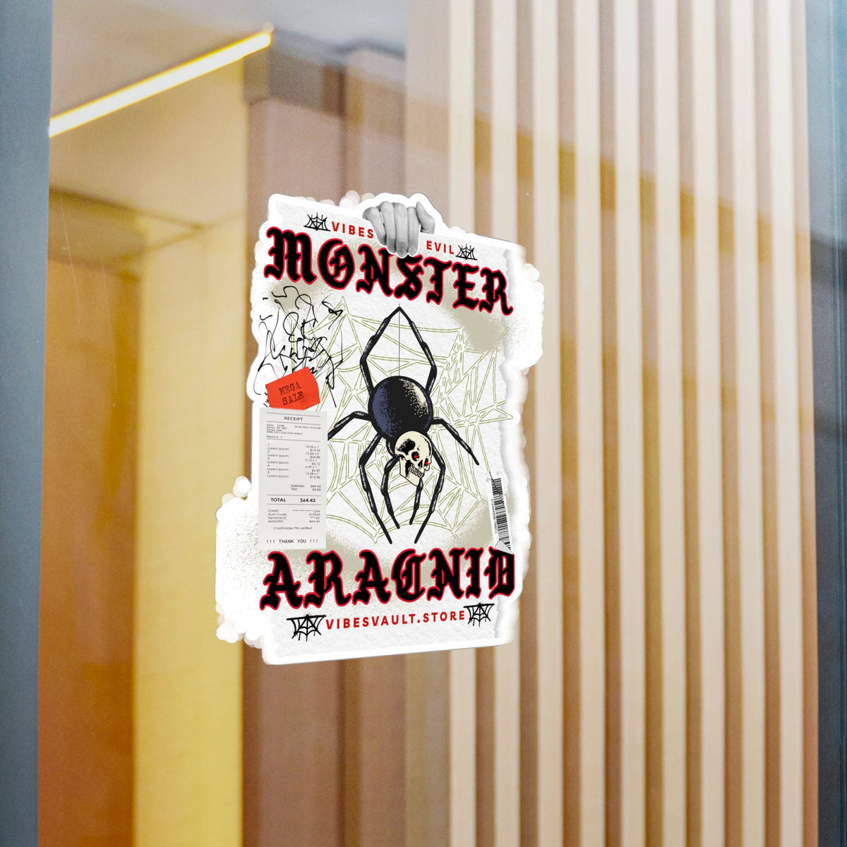 Monster Arachnid Kiss-Cut Vinyl Sticker — Gothic Spider Decal — Halloween 2026