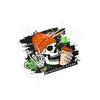 Skull Coffee Sticker — Halloween Skull with Beanie & Pumpkin Kiss-Cut Vinyl Decal— Halloween 2026