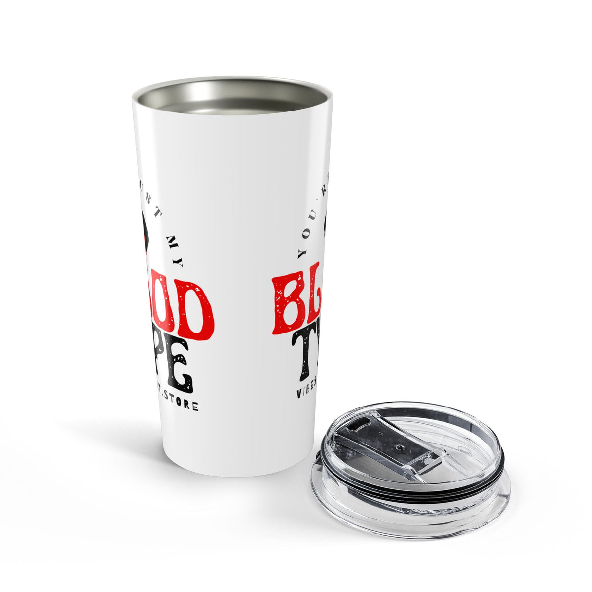 Vampire 20oz Stainless Steel Tumbler — "Blood Type" Graphic Travel Cup— Halloween 2026