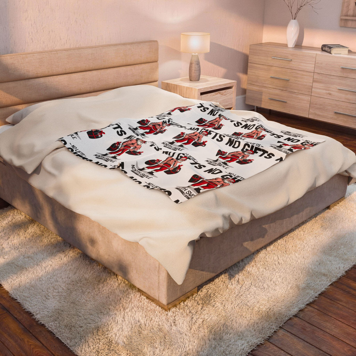 No Lifts No Gifts Santa Velveteen Plush Blanket