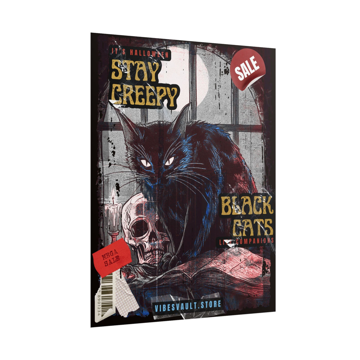 Stay Creepy Halloween Cat Poster - Black Cat Magic October Fall 2026