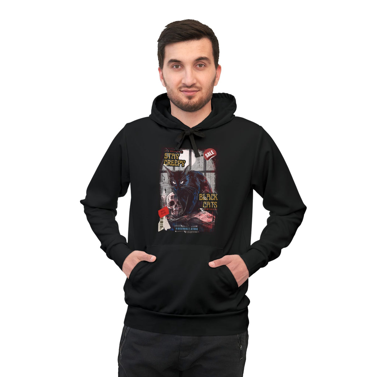 Black Cats Stay Creepy Halloween Athletic Hoodie
