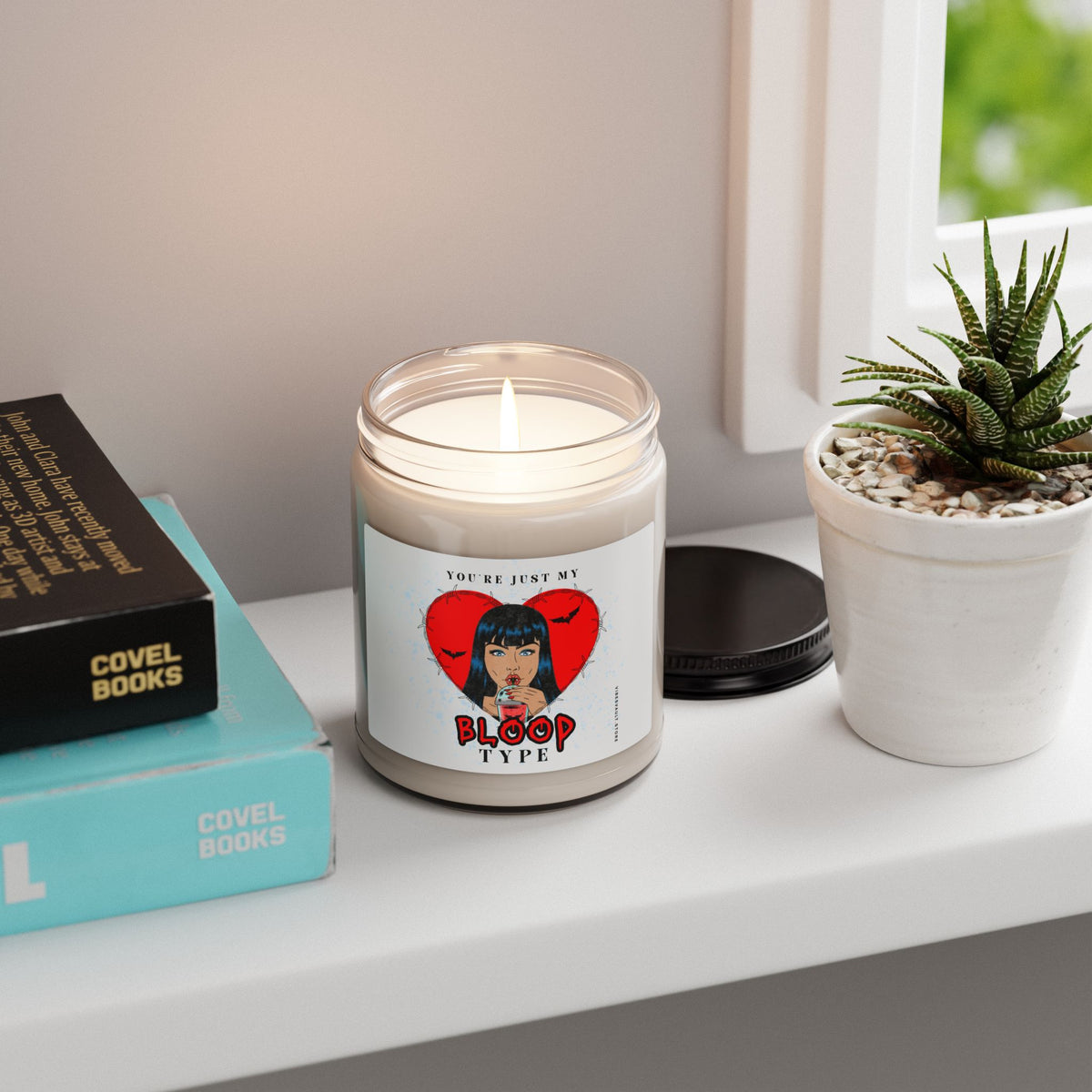 Soy Candle — "You’re Just My Blood Type" Vampire Valentine Scented Candle (9oz)— Halloween 2026