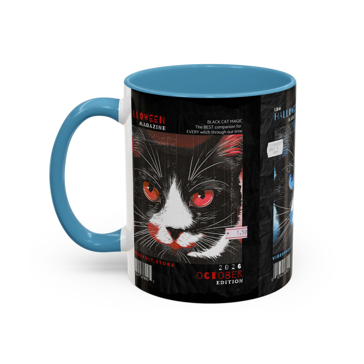 Halloween Cat Coffee Mug — Two-Tone Accent 11/15oz - Fall Halloween 2026