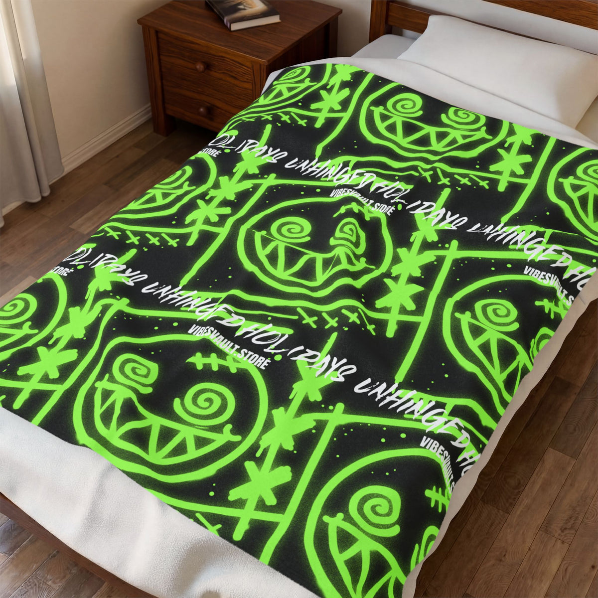 Neon Grin Velveteen Plush Blanket