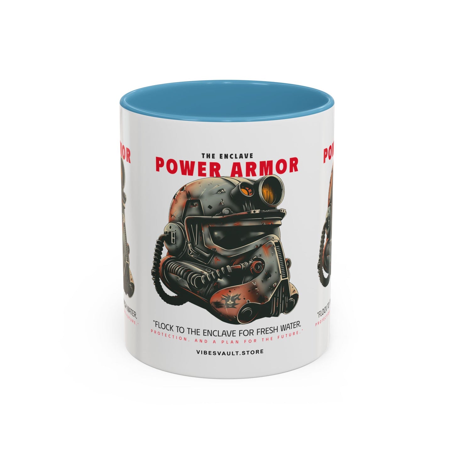 Power Armor Accent Coffee Mug — Fallout Enclave Helmet Design (11/15oz)