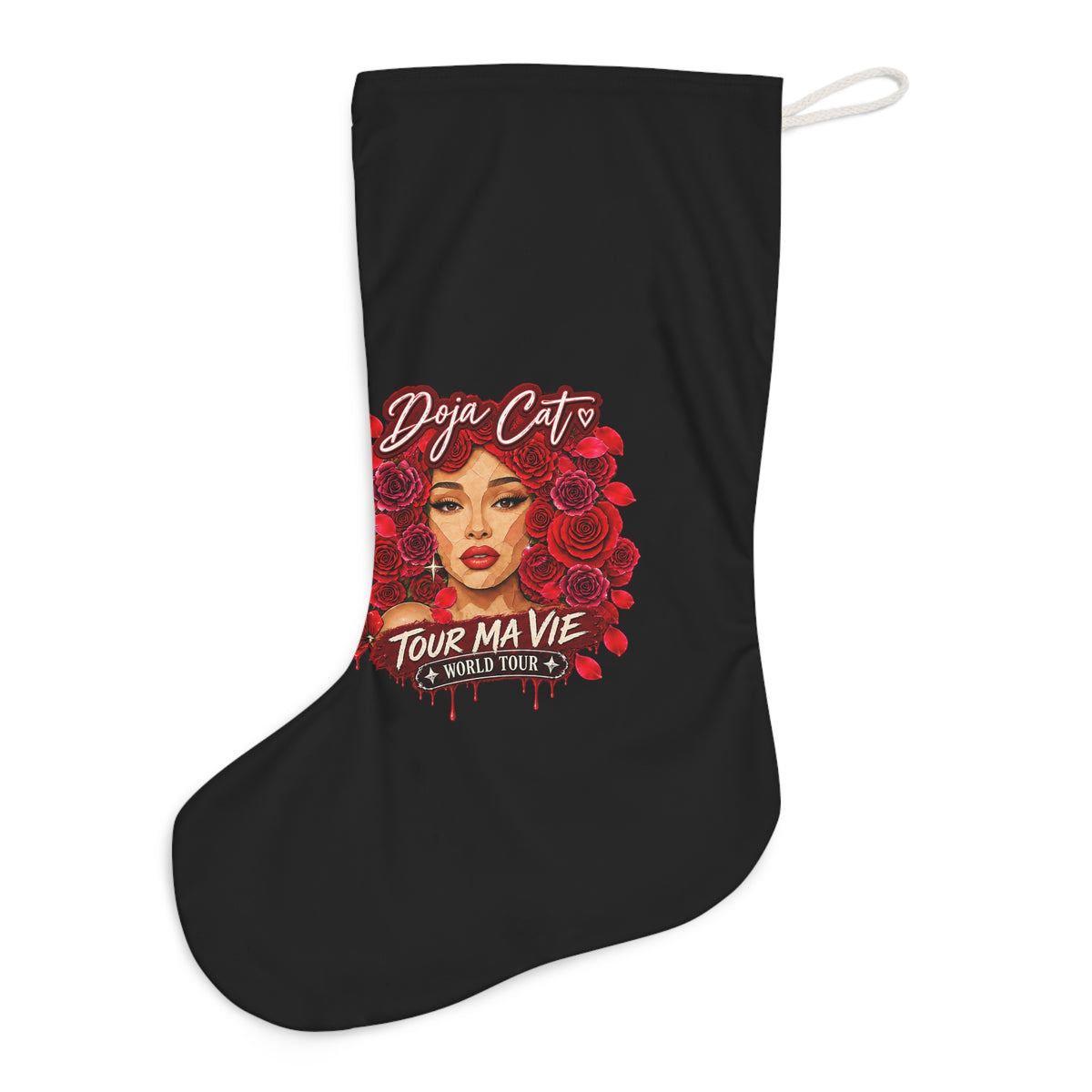 Rose Mosaic Portrait Santa Stocking