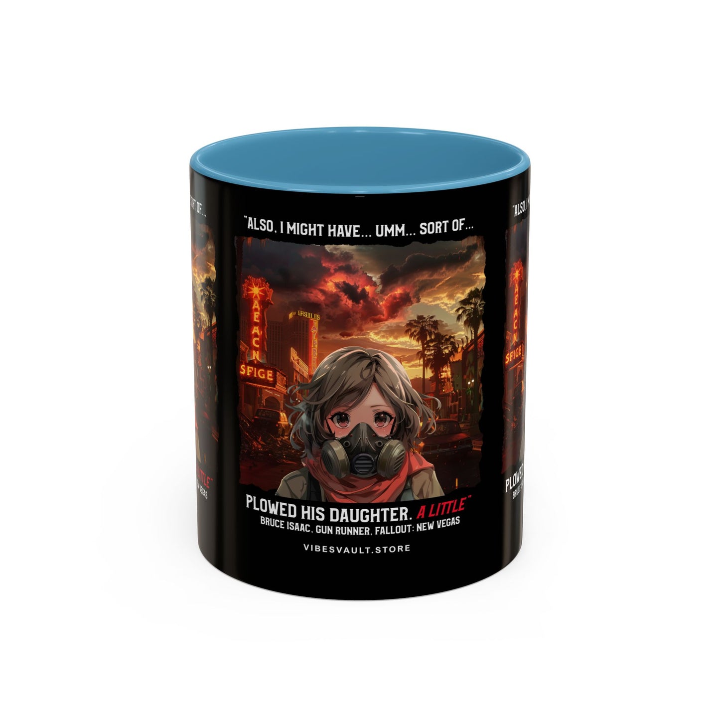 Post-Apocalyptic Anime Coffee Mug — 'Also, I Might Have...Umm...Sort Of' Gas Mask Girl