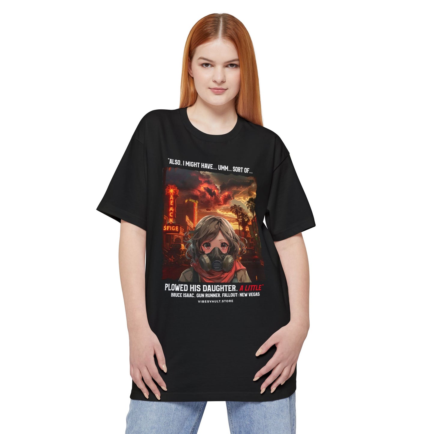 Dystopian Anime Graphic T-Shirt — 'Plowed His Daughter… A Little' Quote Tee