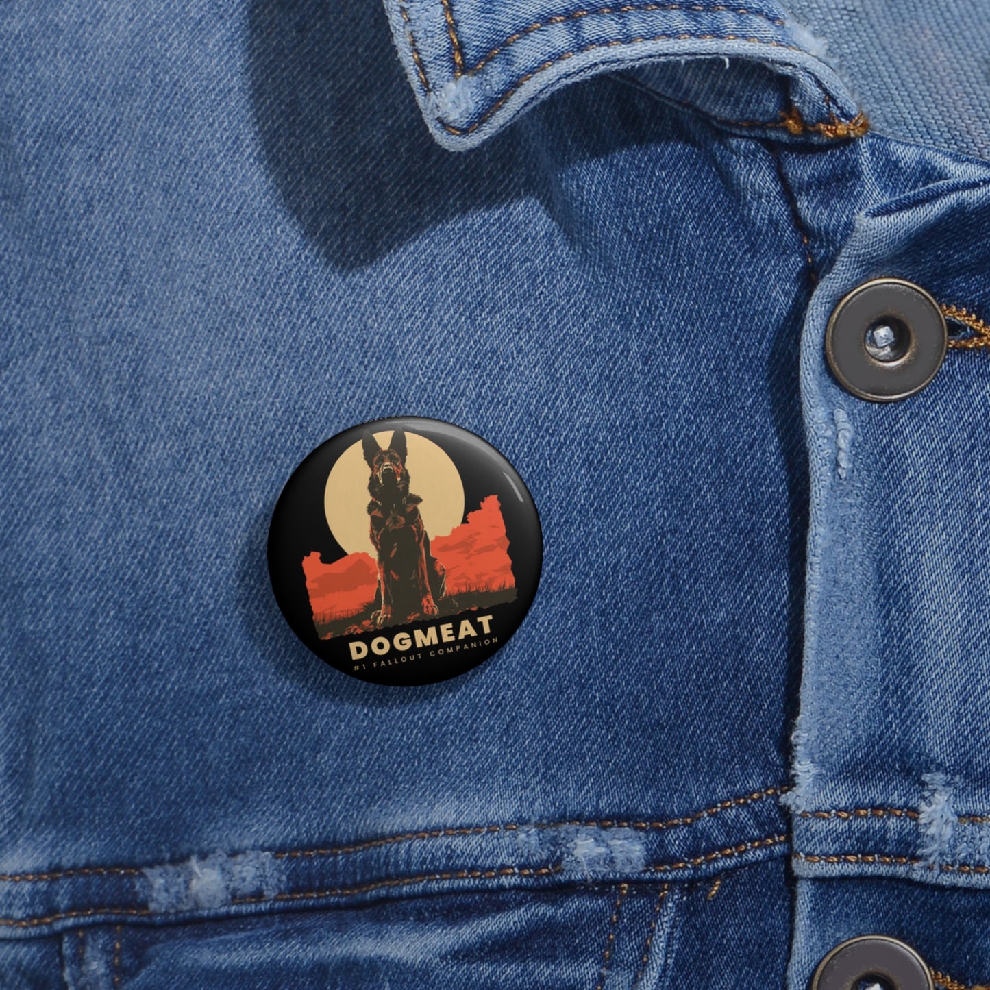 Dogmeat Retro Pin Button — Vintage Fallout-Inspired Dog Companion Badge
