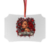 Red Roses Chrome Portrait Aluminum Ornaments