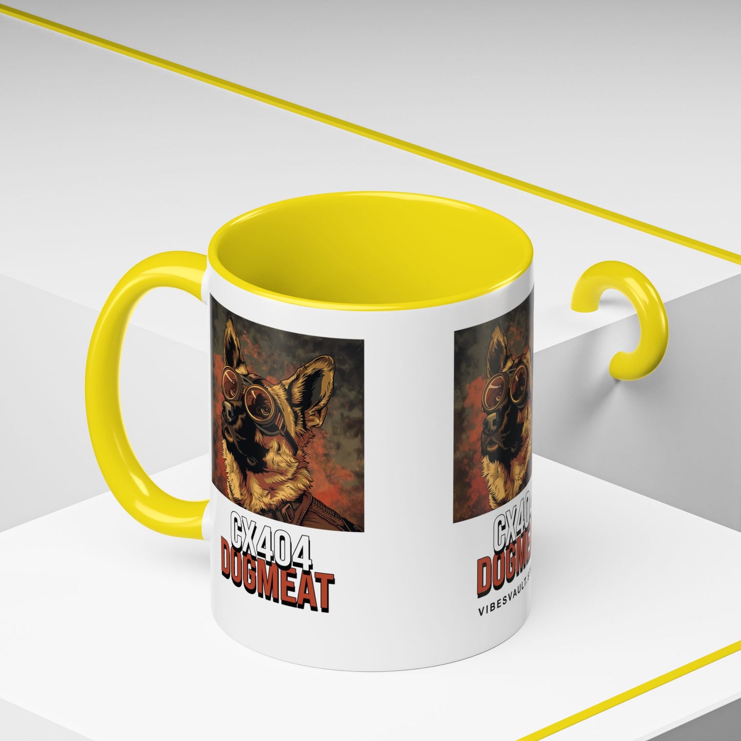 Dogmeat CX404 Accent Coffee Mug — Retro Pilot German Shepherd Gift (11/15oz)