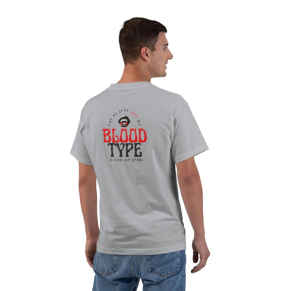 "You're Just Not My Blood Type" Retro Vampire Heart Graphic Tee - Fall Halloween 2026