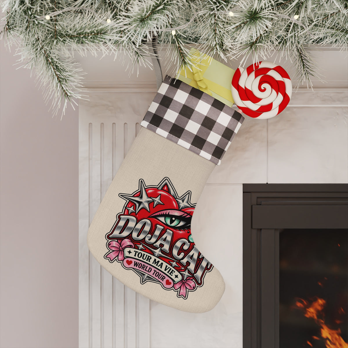 Red Heart Chrome Eye Christmas Stocking
