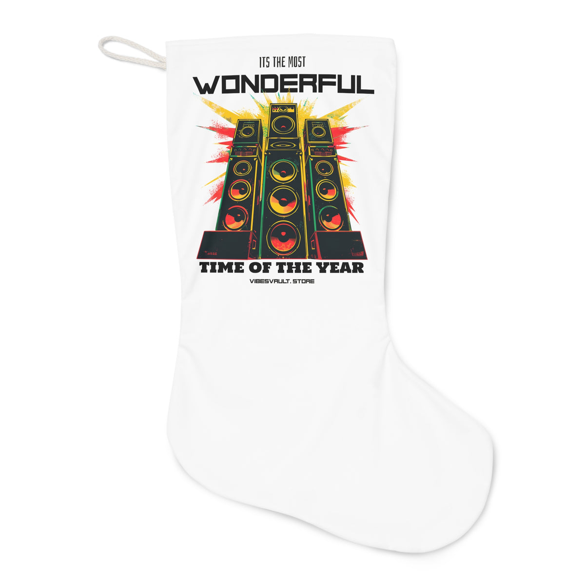 Christmas Speaker Stack Stocking – "It's the Most Wonderful Time of the Year" Holiday Stocking for Music Lovers